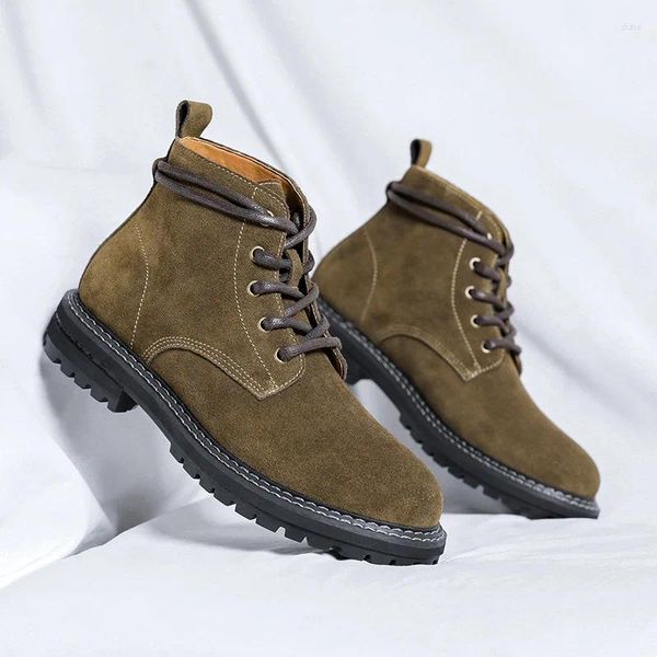 Botas Primavera Otoño Hombres Zapatos de alta calidad Vintage Vestido británico Tobillo Vaca Ante Herramientas Trabajo Desierto Lujo