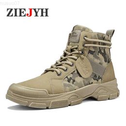 Stivali Primavera Autunno Nuovi stivali militari per uomo Camouflage Desert Boots Sneakers alte Scarpe da lavoro antiscivolo per uomo Buty Robocze Mesk L230802