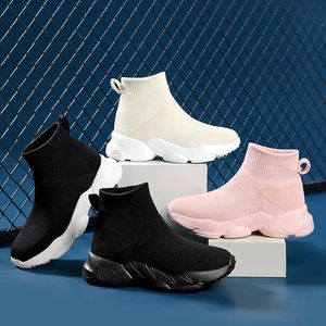 Bottes printemps enfants baskets pour courir garçons chaussures de Sport décontractées en plein air Slip-on respirant filles chaussettes tricot Y2210