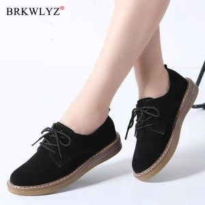 Laarzen lente dames flats schoenen vrouwen sneakers lederen suède veter boot schoenen rond teen flats mocassins oxford voor vrouwen