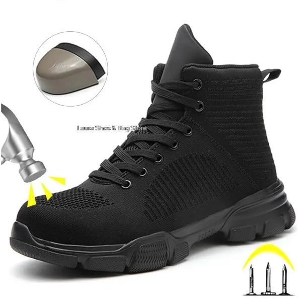 Bottes Bottes de sécurité Boots Steel Toe Boots pour hommes indestructibles Ryder Chaussures Antismash High Top Shoes de sécurité