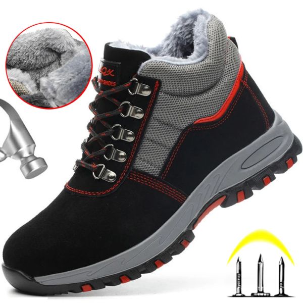 Boots Steel Toe Safety Boots Men Winer Work Chores de travail masculin Faure chaude automne d'hiver Boots Boots Men de sécurité Chaussures Antismash Bottes de sécurité