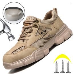 Botas Zapatos de seguridad con punta de acero Protección a prueba de pinchazos Zapatillas transpirables para hombre Zapato de trabajo antigolpes Seguridad indestructible