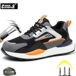 Botas zapatos de punta de acero para hombres zapatillas de colchón de aire livianas zapatos de seguridad de trabajo resistente