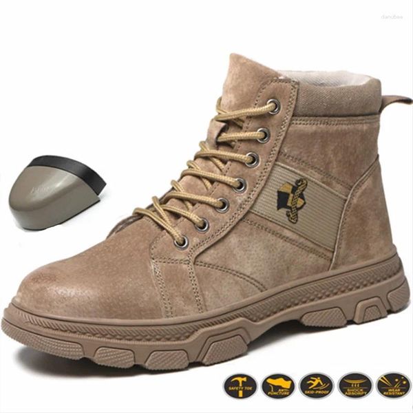 Botas Zapatos de trabajo con punta de acero Transpirable Seguridad en el trabajo Hombres Ligero A prueba de pinchazos Impermeable Indestructible