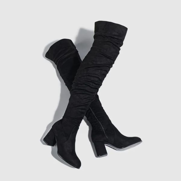 Boots Street Style Faux en daim Femmes surtheknee Boots Fashion High Heels Mariage Party Shoes Long Modern Coffic High Boots Boties