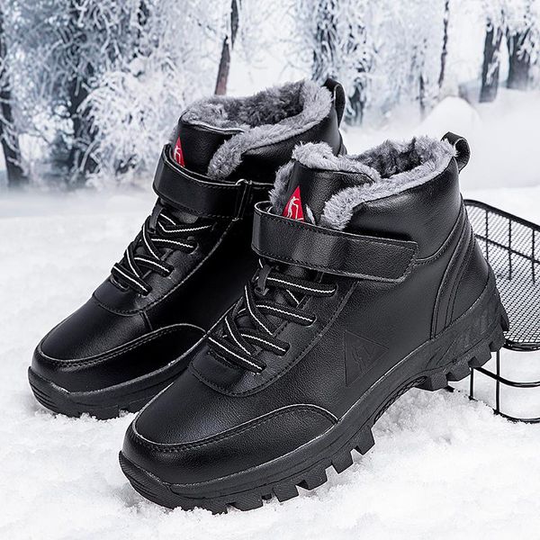 Bottes élégantes hiver hommes neige peluche chaud doublé anti-dérapant Couple chaussures extérieur résistant à l'usure Botas De Hombre qualité à la main