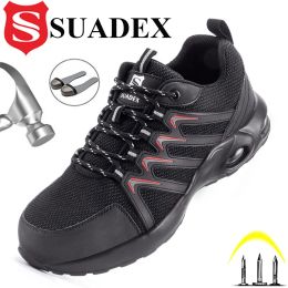 Laarzen suadex veiligheid schoenen mannen vrouwen luchtkussen werk sneakers lichtgewicht stalen teen schoenen antismashing veiligheid werk laarzen maat 3748