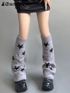 Botas Suchcute Y2K Star Print Women Leg Vintage Vintage Dark Academic Stripe Leg Sock Boot Boot Boots Kwaii Japonés
