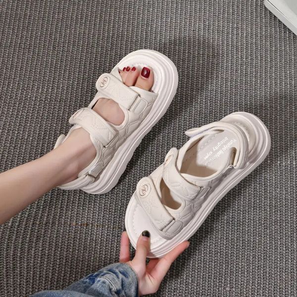 Boots Summer 2023 Platform Footwear Footwear Dames Shoes Open Toe Sandales pour les femmes aux talons moyens du luxe beige f Le meilleur confort