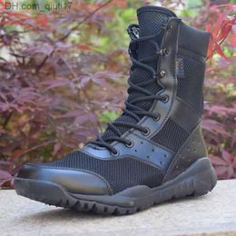 Bottes d'été bottes de combat hommes escalade formation léger imperméable bottes tactiques randonnée en plein air respirant maille chaussures militaires Z230803