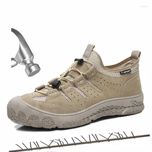 Boots Summer Men's Safety Shoes with Steel Toe Cascy Work Casual Work Indestructible Puncture Aprefture Bneakers