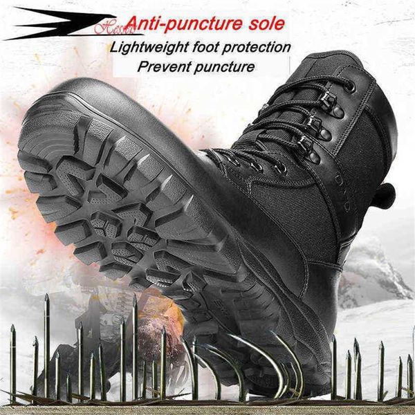 Botas Verano Nuevas Cajas del ejército ultraligeras Zapatos de entrenamiento para caminar para hombre High Top Land Combat Malla Cremallera lateral Zapatillas militares Hombres 220819