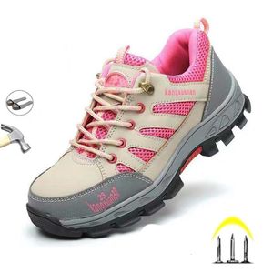 Bottes d'été chaussures de travail pour femmes légères anti-chocs plaque de travail en acier avec semelle de tendon de vache 230703
