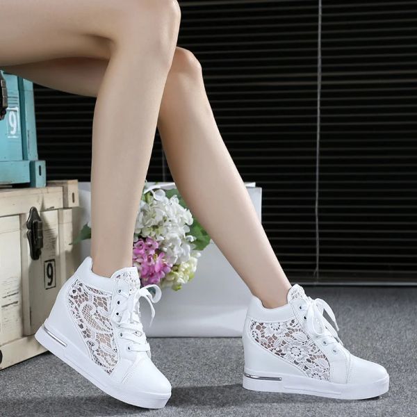 Boots Summer Women Chaussures Breaks Bownable Meshers Flats Lace Lacers Talons épais Plate-forme de plate-forme Casual Comfort Creepers