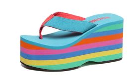 Boots Sunny Everest Women Flip Flops Beach Slippers Femme Chaussures Plateforme talons Slope Rainbow Colorful Outwear Slippers 3439