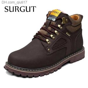 Bottes SURGUT marque chaud hommes hiver cuir hommes bottes de neige en caoutchouc imperméable bottes décontractées britannique rétro hommes chaussures surdimensionnées Z230803