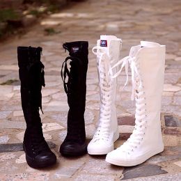Boots Swyivy Femme's's Boots Boots Chaussures Bandage Lace 2018 Nouvelle couleur solide Chaussures décontractées femelles Cos Play Zipper Long Tall Boots Flat 40