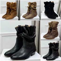 Bottes Tabi Western Cowboy bottes de luxe concepteur femmes styles d'automne et d'hiver en cuir de veau haute mercerisé daim MM6 mode bottes en cuir à pointes taille 35-40 L2403