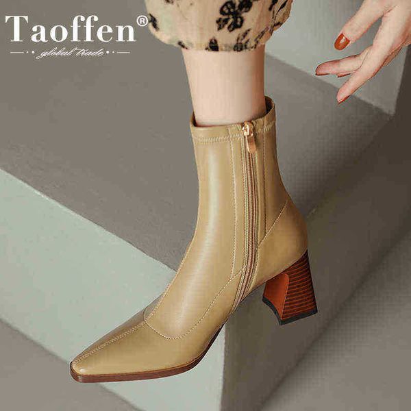 Bottes Taoffen 2023 Nouvelles femmes cheville talons hauts hiver femme chaussures mode être orteil dames botte courte taille 34-39 220805