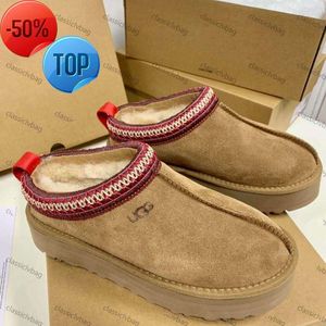 Laarzen Tasman Slippers Chesut Bont Slippers Schapenvacht Shearling Tazz Nieuwe Muiltjes Dames Heren Ultra Mini Platform Laars Slip-on Schoenen Suède Bovenwerk