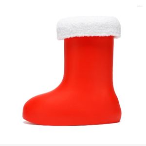 Bottes Le rouge haut haut créatif botte de pluie qualité hommes femmes bout rond chaussure mignon dessin animé style imperméable mode