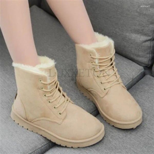 Botas gruesas solas de la nieve de corte medio del dedo medio proporcionan el calor y la suavidad de la calidez Las mujeres son de moda casual