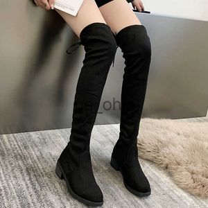 Bottes cuissardes bottes femmes chaussures mode sans lacet sur le genou bottes hautes dames confort chaussures à talons carrés J230919