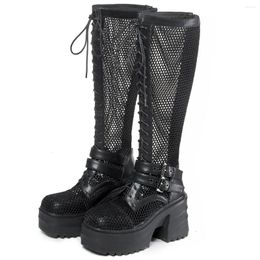 Boots CHIGH HIGH Gladiator Sandales Femmes Véritable cuir talons épais