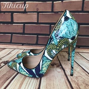 Boots tikicup Foral Crocodile Effectif Femmes Poigné Toe Super High Heels Ladies Basic Stiletto Pumps Sexy Night Club Party Party Shoes