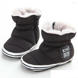 Laarzen Peuter Baby Jongens Schoenen Zacht Wiegzool Born Kids Babe Winter Warm Casual Zwart Grijs Blauw 0-18M Drop Delivery Zwangerschap Otxkc