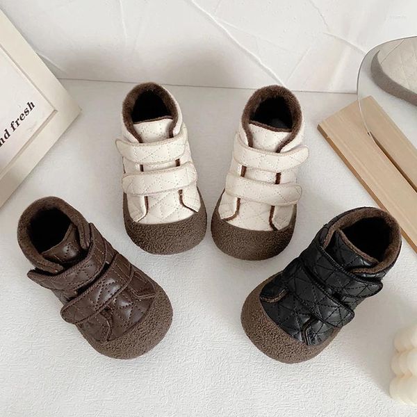 Bottes enfant en bas âge bébé chaud en peluche garçon décontracté slip-on fourrure haut baskets infantile fille en plein air semelle souple cheville hauteur coton chaussures