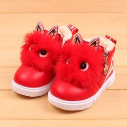 Bottes Boots Toddler Girl Cartoon Cute Girls Cuir Pu Snow Kids Chaussures Automne Wintum Children's plus Velvet chaud