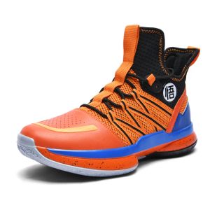 Boots topfight db wukong oranje high top basketbal schoenen voor mannen vrouwen draagbare gym niet -slip training sportschoenen kinderen kussen laarzen