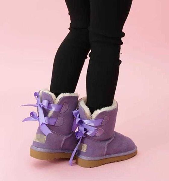 Botas Botas de nieve de moda para ni￱os Booties de pantorrilla media unisex ni￱os peque￱os de cuero genuino calzado de invierno vendidos botellas 21-35