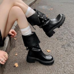 Les bottes ont retourné le bord Saltos alto fémininos pointu des femmes pointues chaussures longs zapatos para mujeres concise mince talon