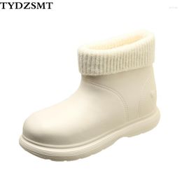 Bottes Tydzsmt Femmes Plate-forme Chaussures Blanc Neige imperméable douce cheville femme hiver peluche bout rond chaud Botas Mujer