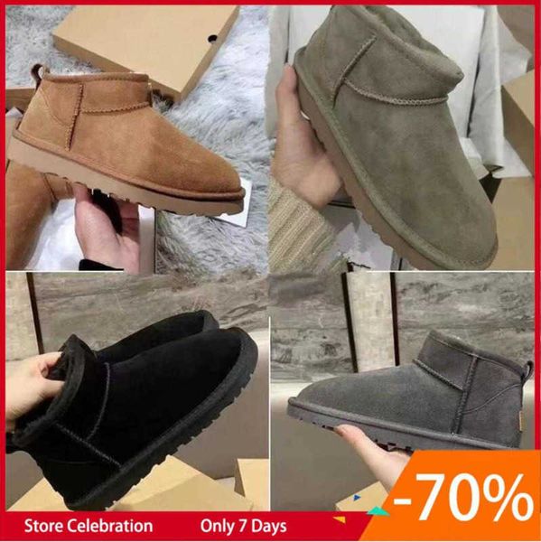 Bottes U5854 Hot Snow Boot Warm Designer Suede Shoes Classique Court Miniwomen Keep Man Womens Plush Casual Chestnut Sheepskin Grey uggitys fdgb