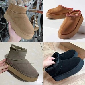 Laarzen uggit nieuwe ontwerper 2023 Snow Boots Designer Australië Dames mini -platform Dikke bodem enkel Warm bontjes Australische pluizige pluizige fuzz muz muilezins slippers