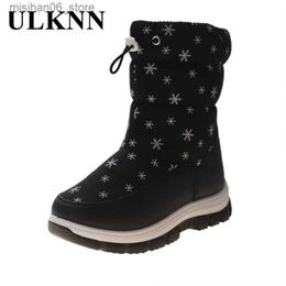 Bottes ULKNN bottes de neige pour enfants hiver fille coton rembourré chaussures à fond souple chaud en plein air décontracté garçons bateaux antidérapants Q231012