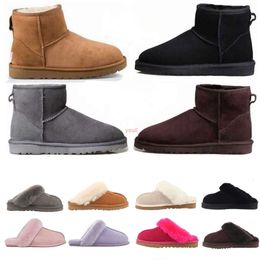 Laarzen Ultra Mini Boot Designer ug Woman Platform Snowboots Australië Bont Comfort Winter Warme Schoenen Echt leer Kastanje Enkel Pluizige laarsjes