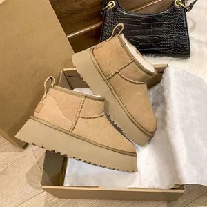 Bottes Ultra Mini plate-forme botte Designer femme hiver cheville australie neige fond épais cuir véritable chaud moelleux Booties007