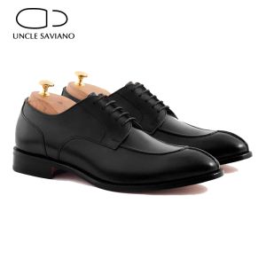 Boots oncle Saviano Black Derby Style Sludegroom Designer Robe Best Man Shoe Geothe Surint Cuir Original Handmade Business Chaussures pour hommes