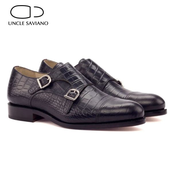 Boots Oncle Saviano Double Monk Strap Style Robe Men Chaussures Bureau Fashion Best Man Shoe Designer Handmade Great Le cuir Shoes Man Man