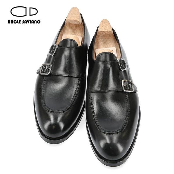 Botas tío Saviano Double Monk Wedding Black Dress Bridegroom Mejores zapatos Mench Men Diseñador de cuero hecho a mano para hombres para hombres