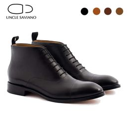 Bottes Oncle Saviano solide hommes bottes chaussures bottes de travail créateur de mode chaussure hiver antidérapant en cuir véritable à la main hommes bottes chaussures 231216