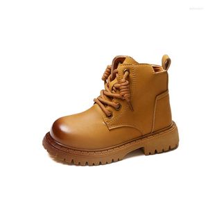 Bottes unisexes pour enfants, bottines d'équitation pour enfants, chevaliers de mode pour garçons et filles, chaussures en cuir de printemps et d'automne, jaune et noir