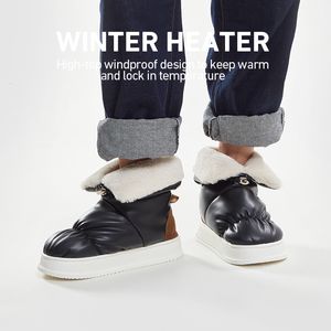 Laarzen Utune heren winer waterdichte vrouwen buiten schoenen plstform pu warme home slippers modepaar buiten sneeuw 230201