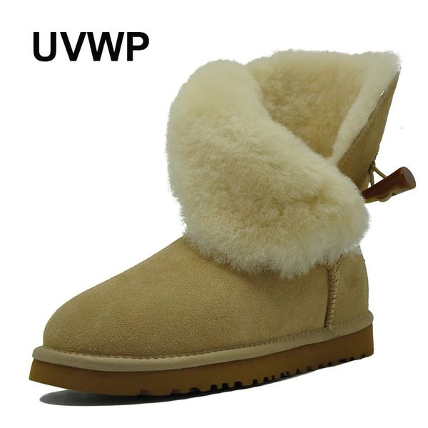 Bottes UVWP vente en gros/au détail de haute qualité femmes australie bottes de neige classiques en cuir véritable fourrure naturelle bottes d'hiver femmes chaussures chaudes 231026