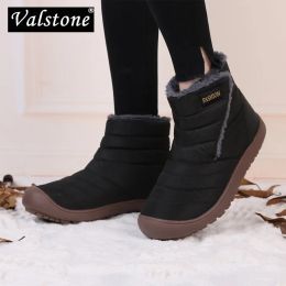 Laarzen valstone mode slipon sneeuwlaarzen voor vrouwen kwaliteit antiskid enkelschoenen handgemaakt comfort botas de mujer winter pluche warm